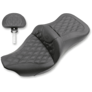 SADDLEMEN Extended Reach RoadSofa™ Seat - Lattice Stitched - Backrest - '08-'23 FL 808-07B-184BR